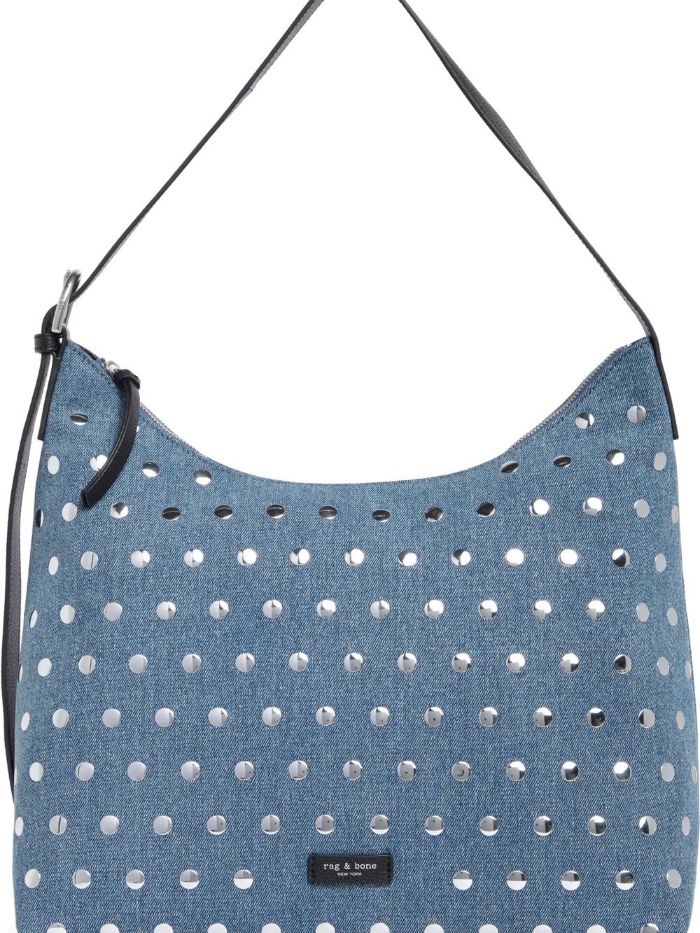 rag & bone Denim Studded Shoulder Bag with Black Strap